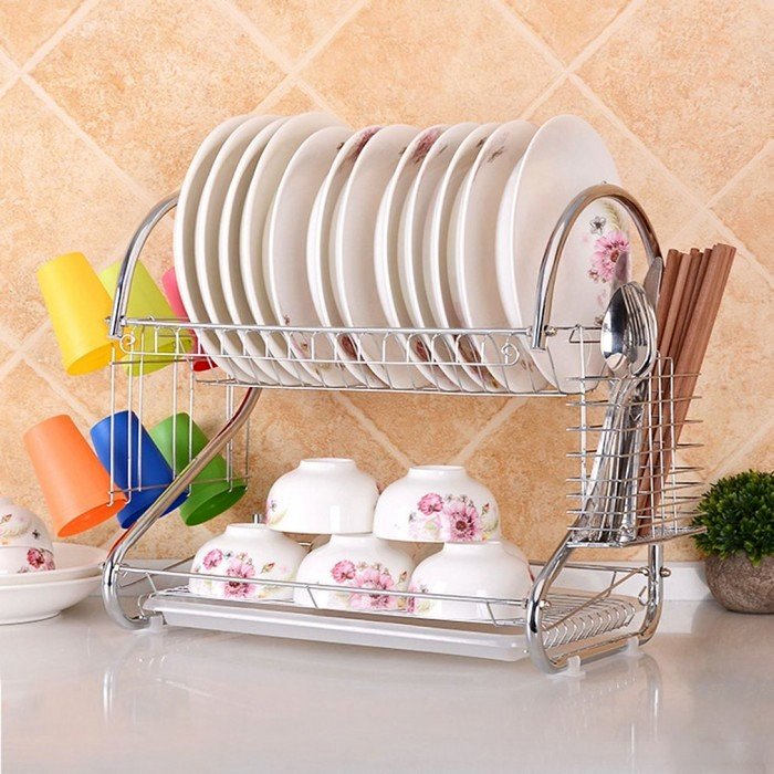 2 Layer Dish Drainer Kitchen Rack